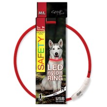 Dog Fantasy LED světelný obojek z nylonu červený 65 cm