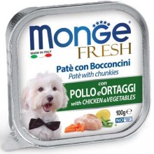 Monge Dog Fresh paštika a kousky s kuřetem a zeleninou 100 g