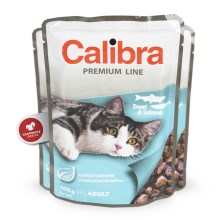 Calibra Cat kapsička Adult pstruh a losos 100 g SET 21+3 ZDARMA