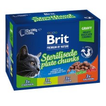 Brit Premium Cat kapsičky for Sterilised Plate 12x 100 g