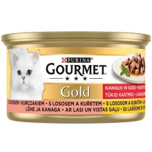 Gourmet Gold konzerva s lososem a kuřecím 85 g
