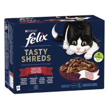 Felix Tasty Shreds Multipack masové receptury ve šťávě 12x 80 g