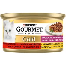 Gourmet Gold konzerva s hovězím a kuřetem 85 g