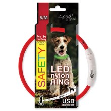 Dog Fantasy LED světelný obojek z nylonu červený 45 cm