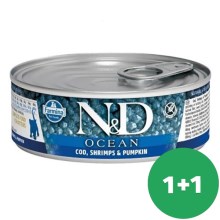 N&D Cat Ocean konzerva Kitten Tuna&Codfish&Shrimps&Pumpkin 80 g SET 1+1 ZDARMA