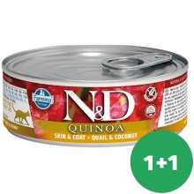 N&D Cat Quinoa konzerva Adult Quail & Coconut 80 g SET 1+1 ZDARMA