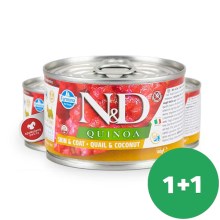 N&D Dog Quinoa konzerva Adult Mini Quail & Coconut 140 g SET 1+1 ZDARMA