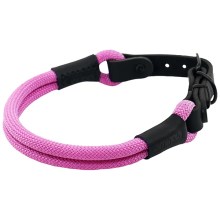 Aminela lanový obojek s kůží růžový 55 cm