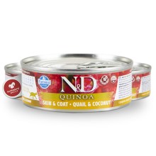 N&D Cat Quinoa konzerva Adult Quail & Coconut 80 g SET 1+1 ZDARMA