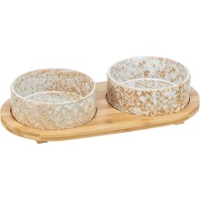 Trixie keramické misky v bambusovém stojanu 2x 0,8 l/16 cm