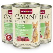 Animonda Carny Kitten konzerva hovězí, kuře a králík 400 g