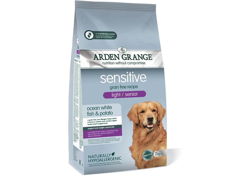 Arden Grange Dog Light & Senior Sensitive GF Ocean White Fish & Potato 2 kg