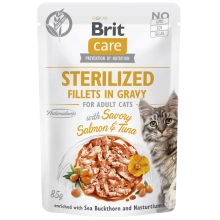 Brit Care Cat kapsička Sterilized Fillets in Gravy Salmon & Tuna 85 g 