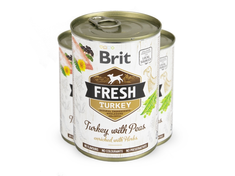 Brit Fresh Dog konzerva Turkey with Peas 400 g