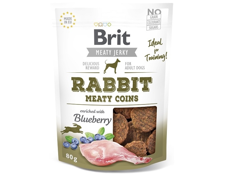 Brit pamlsky Jerky Rabbit Meaty Coins 80 g