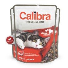 Calibra Cat kapsička Adult kuře a hovězí 100 g SET 21+3 ZDARMA
