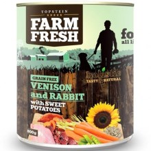 Farm Fresh konzerva Venison & Rabbit with Sweet Potatoes 400 g Farm Fresh konzerva Venison & Rabbit with Sweet Potatoes 400 g
