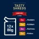 Felix Tasty Shreds Multipack masové receptury ve šťávě 12x 80 g