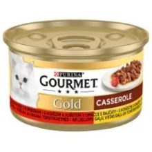 Gourmet Gold konzerva s hovězím a kuřetem v rajčatové omáčce 85 g