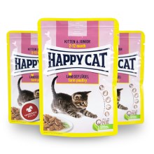 Happy Cat Kitten & Junior kapsička Land Geflügel 85 g SET 12+12 ZDARMA