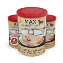 Konzerva Max Deluxe Kousky kuřete s mrkví 400 g