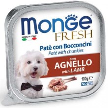 Monge Dog Fresh paštika a kousky s jehněčím 100 g