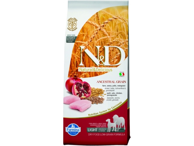 N&D Ancestral Grain Dog Light M/L Chicken & Pomegranate 12 kg