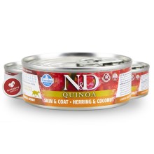 N&D Cat Quinoa konzerva Adult Herring & Coconut 80 g SET 1+1 ZDARMA