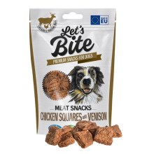 Pamlsky Brit Let’s Bite Meat Snacks Chicken and Venision Squares 80 g