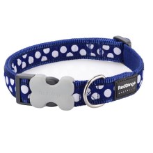 Red Dingo obojek White Spots on Navy vel. M