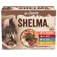 Shelma Cat Multipack GF dušené filetky masové a rybí receptury v omáčce 12x 85 g