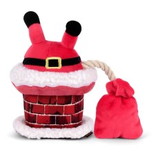 Vánoční hračka pro psy P.L.A.Y. Santa v komíně 17 cm